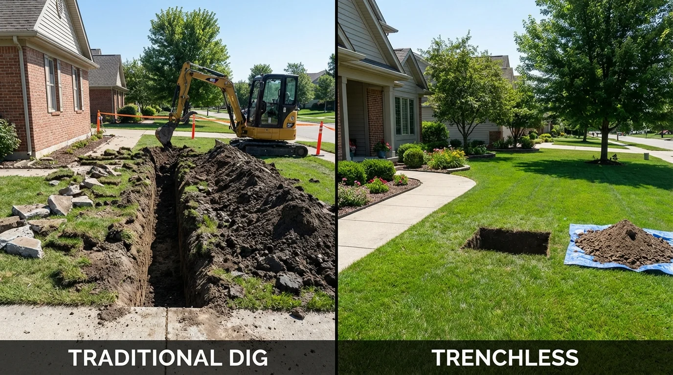 Trenchless sewer repair with minimal yard damage versus traditional excavation in Florence, AL